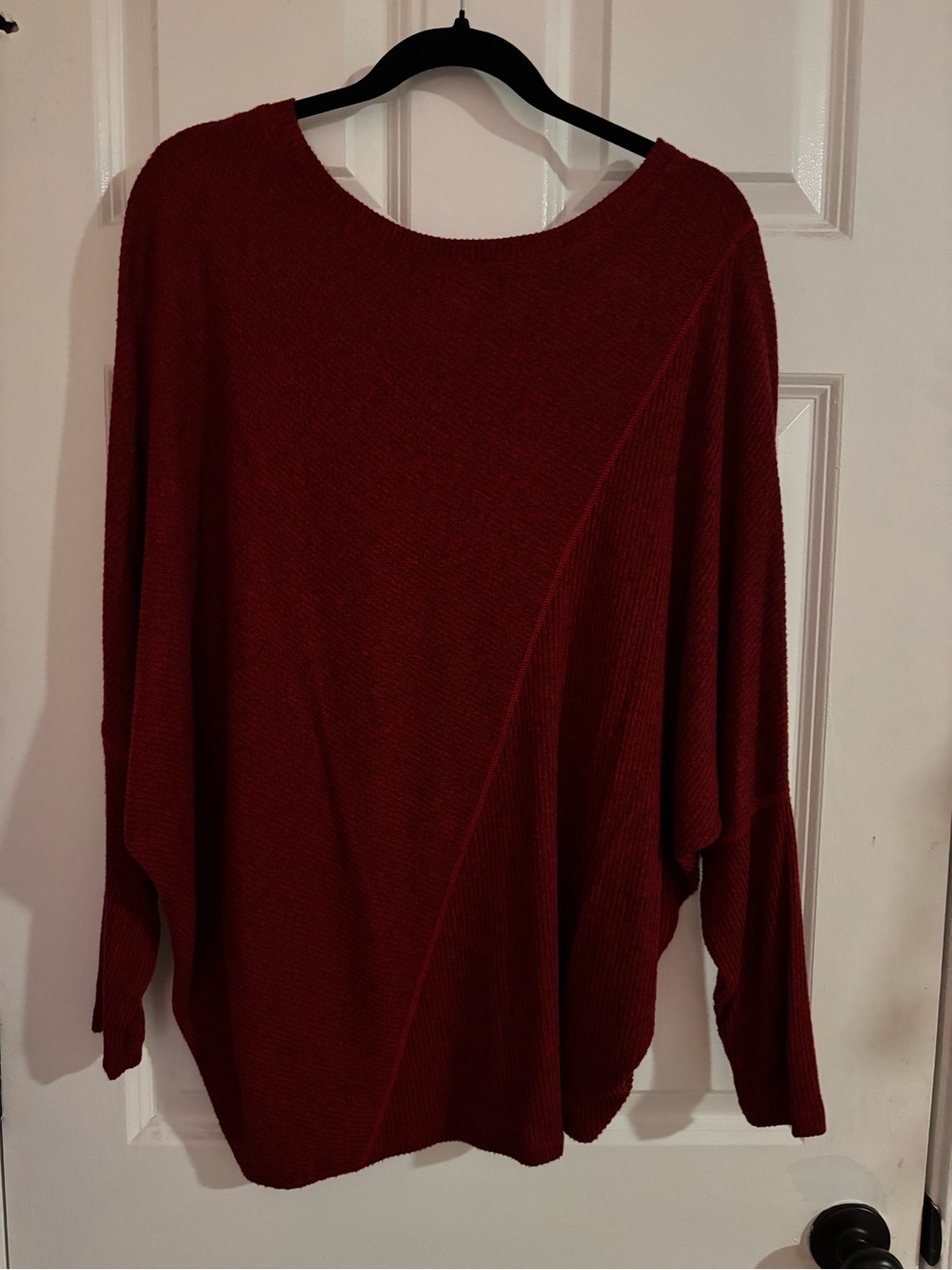 Maurices Deep Red Ribbed Crewneck Sweater